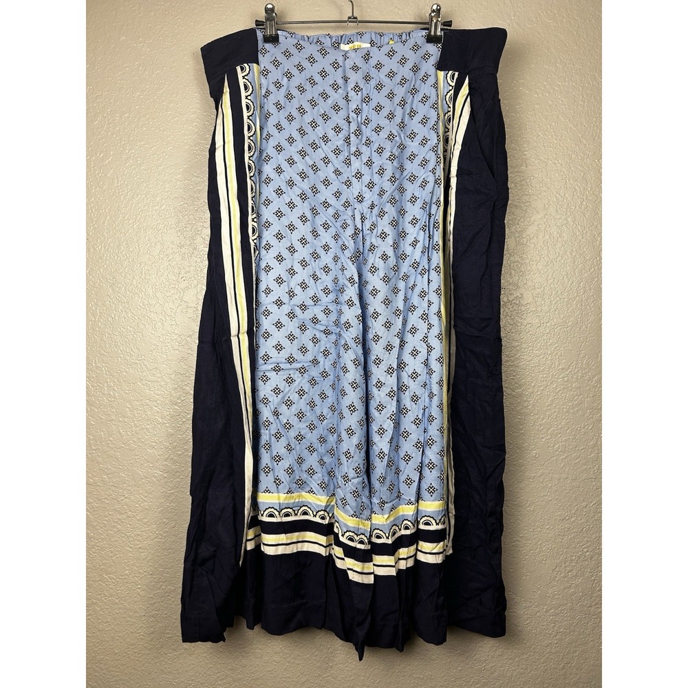 Anthropologie Maeve Scarf Print Blue A-line Culottes Wide Leg Pants Pockets XL - Picture 4 of 13